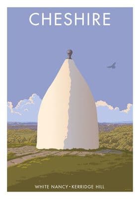 White Nancy, Kerridge Cheshire, Vintage inspired travel poster by  Stephen Millership