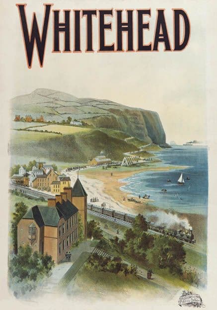 Whitehead, Co Antrim. Northern Ireland. Vintage Irish Railway Travel Poster