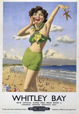Whitley Bay, Tyne & Wear. British Railways Vintage Travel Poster by Arthur C Michael
