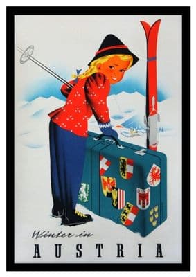 Winter in Austria, Vintage Travel Poster