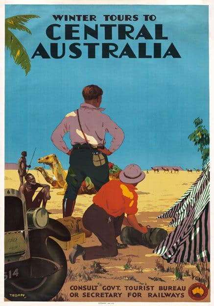 Winter Tours to Central Australia. Vintage Travel Poster by Percy Trompf