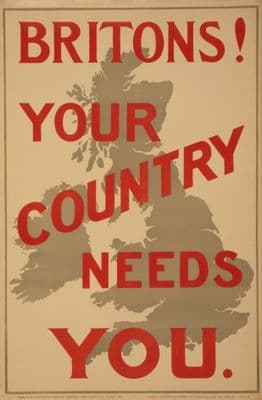 WW1 POSTER. Britons! Your country needs you