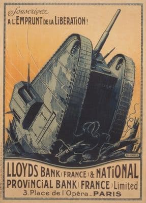 WW1 Tank Poster - Lloyds Bank French Liberation