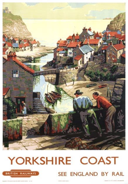 Yorkshire Coast, Staithes, Scarborough. Vintage BR Travel poster by B