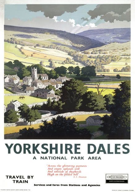 Yorkshire Dales, National Park Area. Vintage BR Travel poster by Ronald Lampitt. 1961