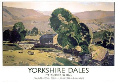 Yorkshire Dales, Sheep Farm. Vintage LNER Travel poster by E Byatt. 1940
