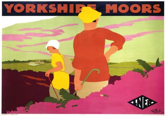 Yorkshire Moors. Vintage LNER Travel poster by Tom Purvis.
