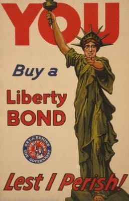 You--Buy a Liberty Bond--Lest I perish! Vintage American WW1 Poster.