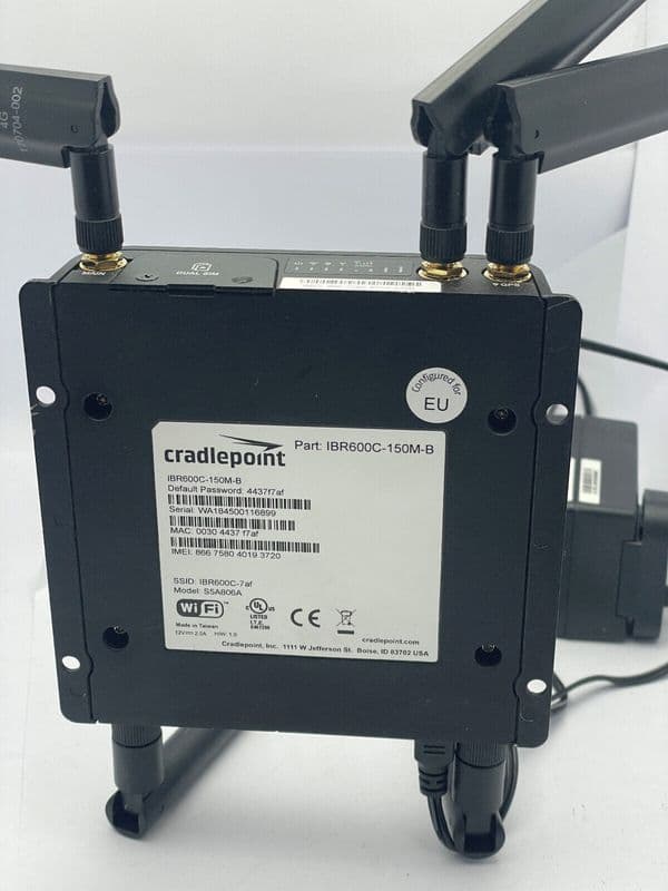 Cradlepoint S5A806A 4G LTE Cell Dual Sim Router IBR600C-150M-B with PSU
