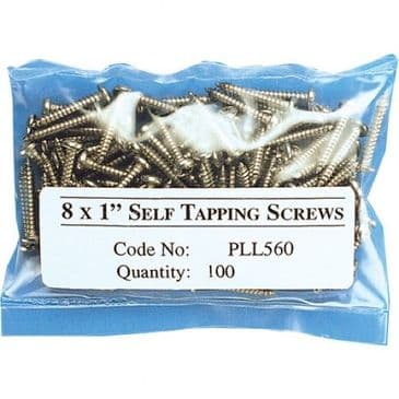 100 S Steel No 8 x 1in Self Tapping Screws