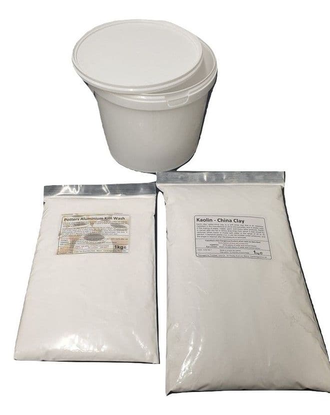 2kg Alumina Batt / Kiln wash with Kaolin (1:1) Inc Mix Tub for Ceramic Pottery