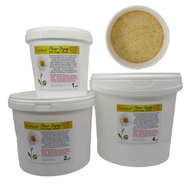 Flower Drying Silica Gel Desiccant with Orange Indicator 0.5-1mm grains 1kg - 7kg Tubs