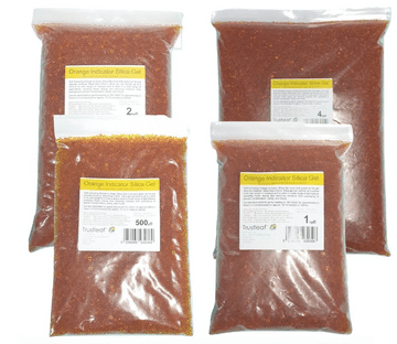 Orange indicator Silica Gel Desiccant 2-4mm Beads  500g - 4kg Bags
