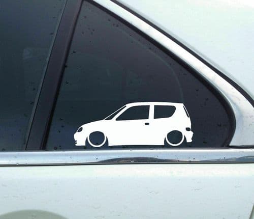 2x Lowered car silhouette stickers - for Fiat Seicento, Retro L1450