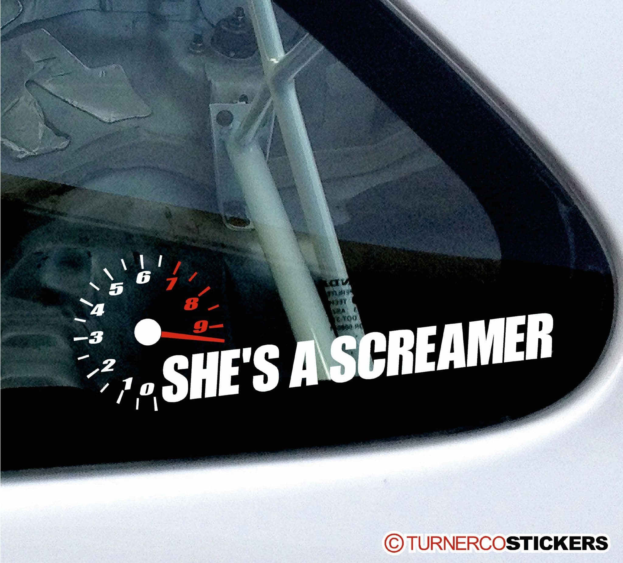 She s a screamer funny high rev / rpm all motor NON TURBO car sticker ...