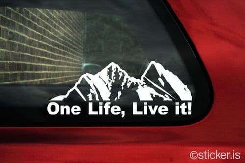 " One Life, Live it " Mountain silhouette , offroad truck sticker