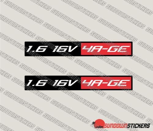 1.6 16v 4A-GE stickers x2 - for Toyota Corolla AE86 / AE82 and AE92 GTI Twin cam