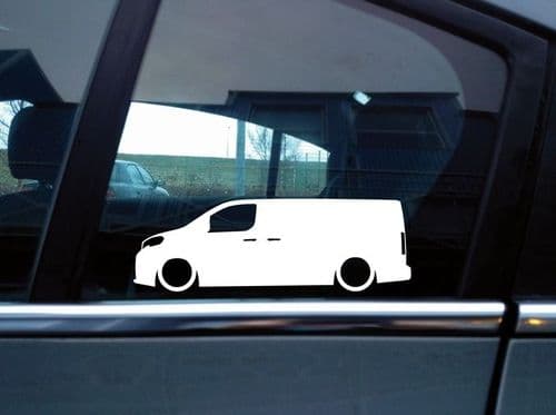 2 Lowered car silhouette stickers for Peugeot Expert Van LWB 3rd gen 2016-