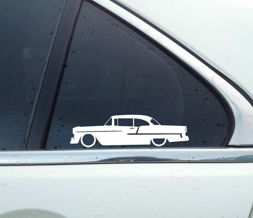 2 Lowered car stickers for 1955 Chevrolet Bel Air classic 2door