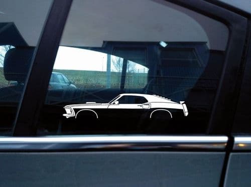 2 silhouette stickers for 1969 Ford Mustang fastback Mach 1 classic muscle car