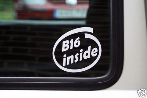 2x B16 inside stickers, For Honda Civic,CRX,prelude vtec