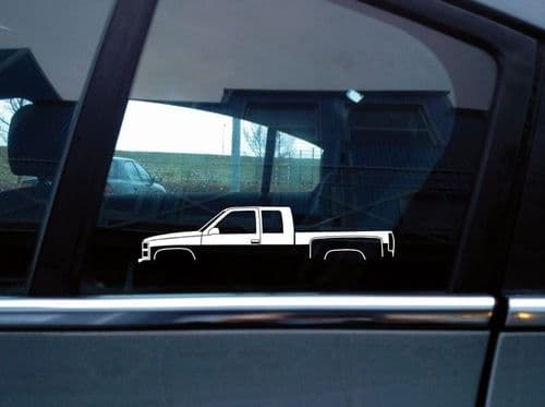 2x Car silhouette sticker for Chevrolet Silverado C1500 ext cab Stepside 1987-98