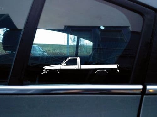 2x Car silhouette sticker for Chevrolet Silverado Long bed C1500 OBS 1987-98 S313