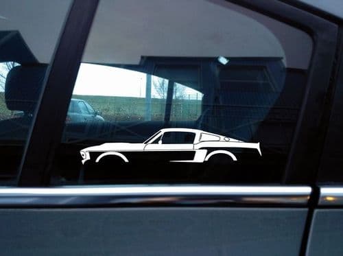 2x Car Silhouette sticker - Ford Mustang Fastback 1967 classic car