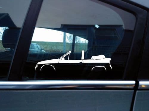2x Car Silhouette sticker - Opel Kadett E Cabrio / Vauxhall Astra Mk2 Convertible