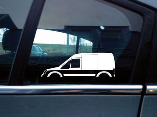 2X Car silhouette stickers - for Ford Transit Connect Mk1 LWB high roof van S232