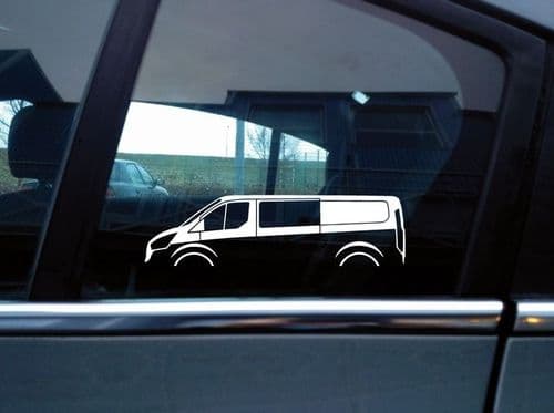2X Car silhouette stickers -for Ford Transit Mk8 LWB Custom Sport DCIV Crew Cab