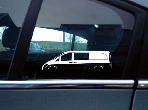 2x Car Silhouette Stickers - for Mercedes W639 long Vito / Viano Van VERSION 2