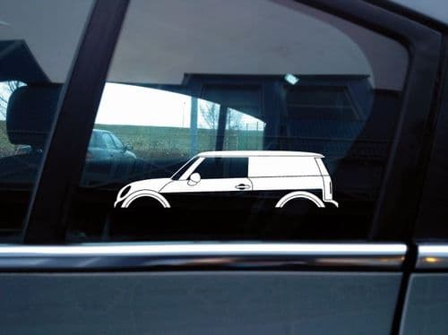 2x car silhouette stickers - for Mini Clubvan R55 | 1st gen VAN , 2007-2014