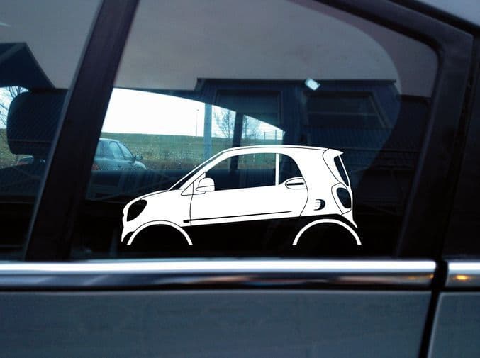 2x car silhouette stickers - for Smart Fortwo coupe W453 2014- S184