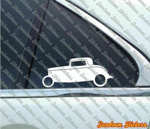 2x classic car stickers -for 1932 Ford three window coupe hotrod 32 L835
