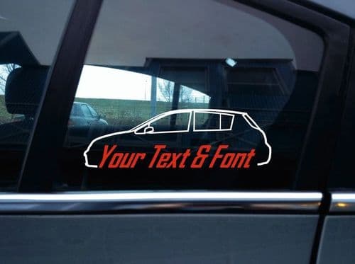 2x Custom YOUR TEXT car sticker - for Nissan Versa / Tiida hatch C11; 2008-2012