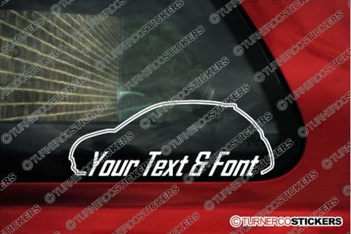 2x Custom YOUR TEXT car stickers - Nissan Micra K12, 3-door
