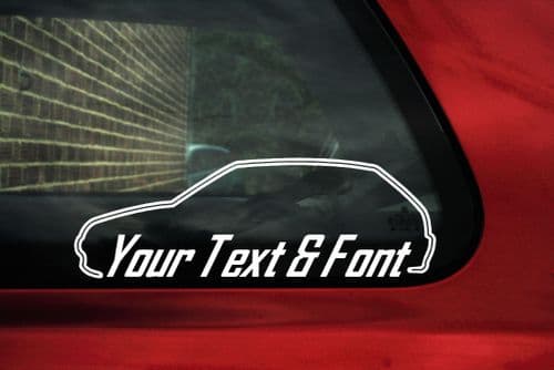 2x Custom YOUR TEXT car stickers - Peugeot 106 GTi, Rallye, XSi