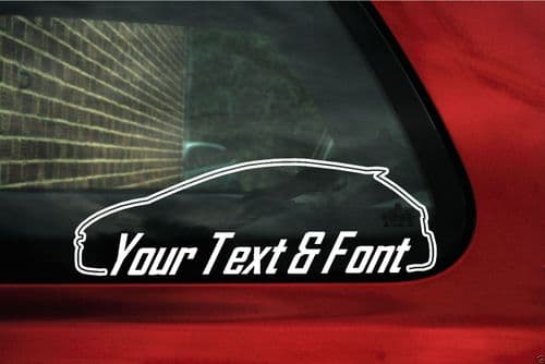 2x Custom YOUR TEXT car stickers - Peugeot 207 GTi hatchback