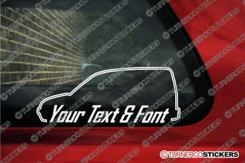 2x Custom YOUR TEXT car stickers - Peugeot Partner van , Pre-facelift (1996-2002)