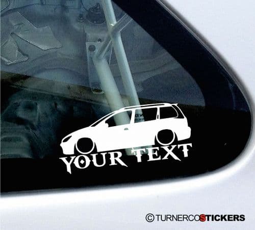 2x Custom YOUR TEXT Lowered car stickers - Peugeot 206 SW HDi estate wagon