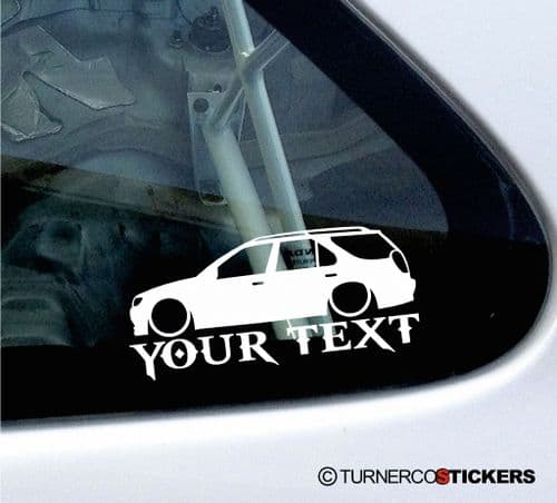 2x Custom YOUR TEXT Lowered car stickers - Peugeot 306 SW estate wagon