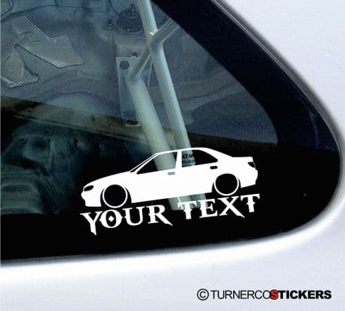 2x Custom YOUR TEXT Lowered car stickers - Peugeot 406 Saloon HDi / V6