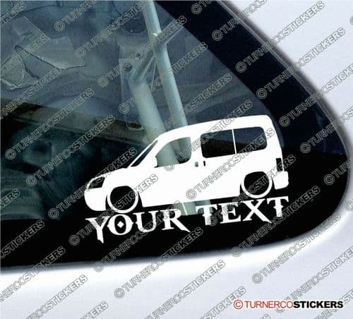 2x Custom YOUR TEXT Lowered car stickers - Peugeot Partner Combi facelift 2002-2008