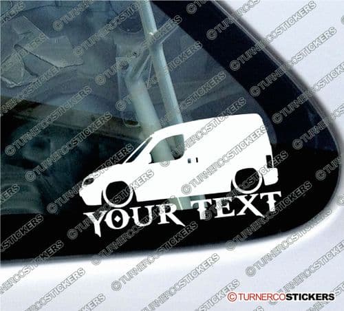 2x Custom YOUR TEXT Lowered car stickers - Peugeot Partner Van 1996-2002 Pre-facelift