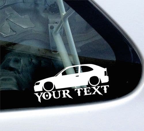 2x Custom YOUR TEXT Lowered car stickers - Toyota Corolla AE100 hatchback' 3-Dr