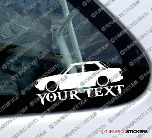 2x Custom YOUR TEXT Lowered car stickers - Toyota Corolla (e70) sedan, AE72, KE70