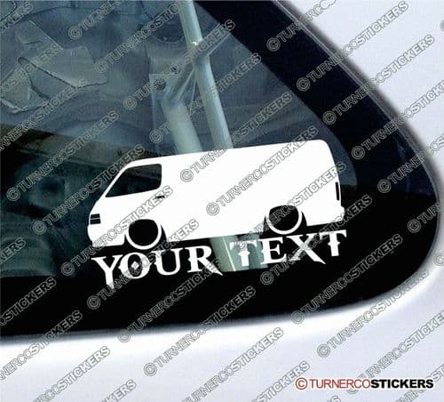 2x Custom YOUR TEXT Lowered car stickers - Toyota HiAce h100 van