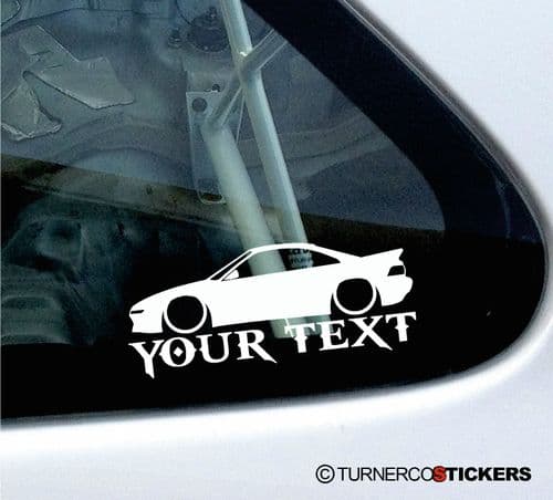 2x Custom YOUR TEXT Lowered car stickers - Toyota Mr2 (mk2) w20 GT / GTS Turbo JDM
