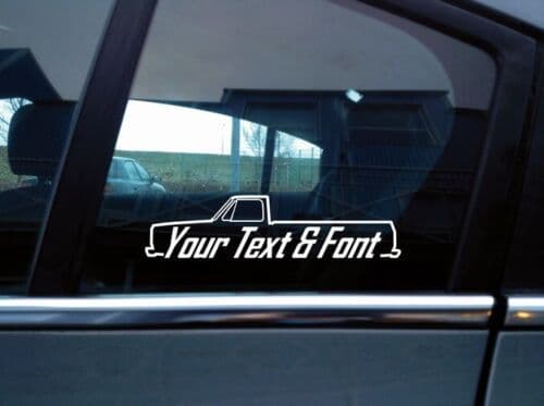 2x Custom YOUR TEXT sticker for Chevrolet C10 long bed 3rd Gen 1973-'87 classic